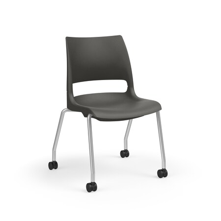 Doni Four-Leg Armless Chair w/Casters, Poly, Si DN2100-SX-NFR-PFN-CHC
